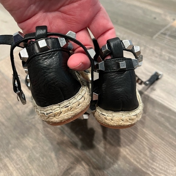 Rebecca Minkoff Gilles Black Leather Wrap Studded Espadrille Flats Sz 6 New!! - Picture 8 of 10